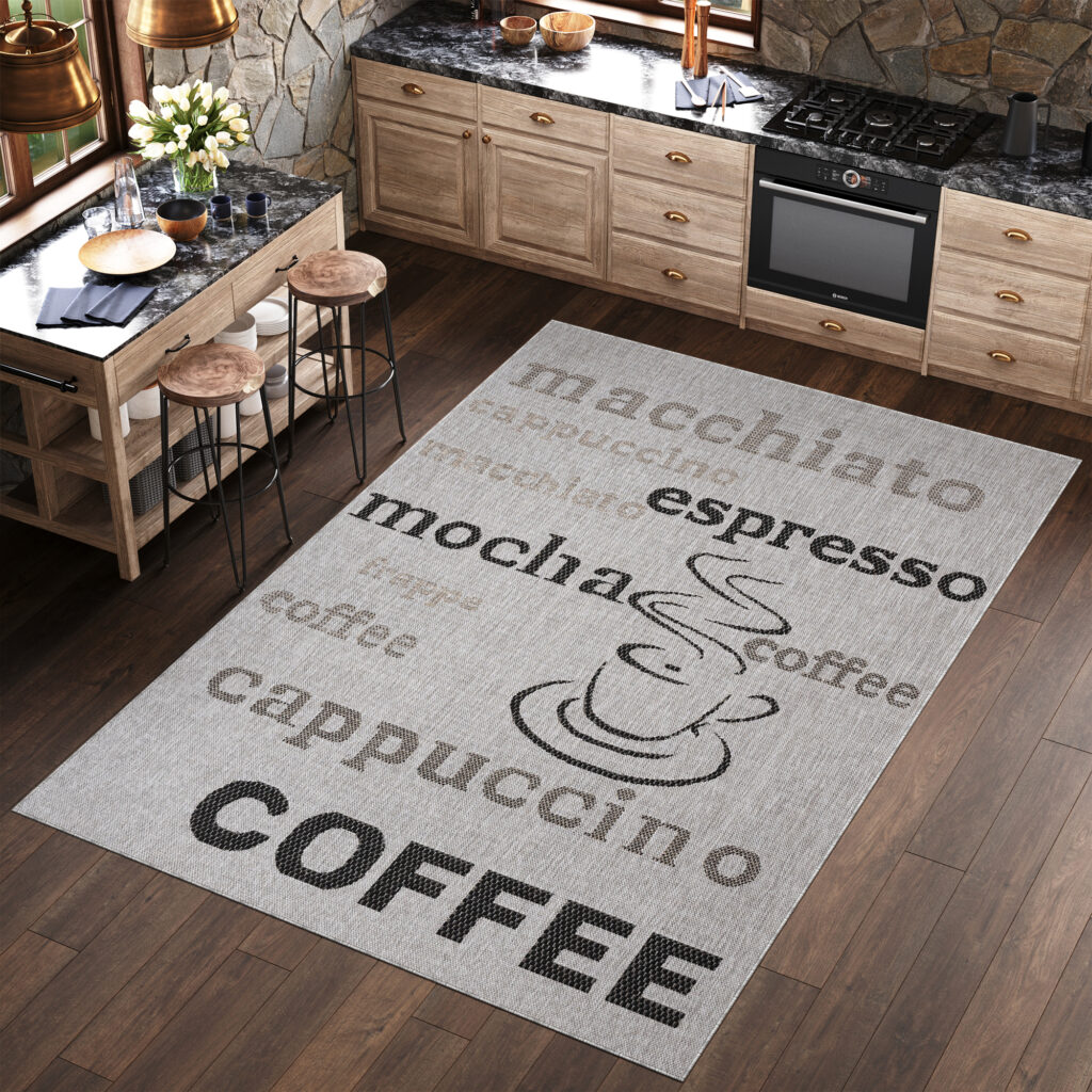 Teppich Melissa Grau Schwarz Kaffee Indoor Outdoor