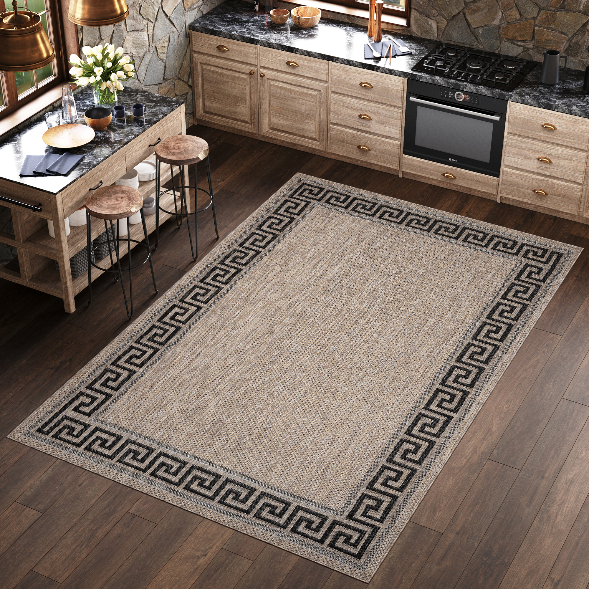 Teppich Melissa Braun Schwarz Zig Zag Indoor Outdoor