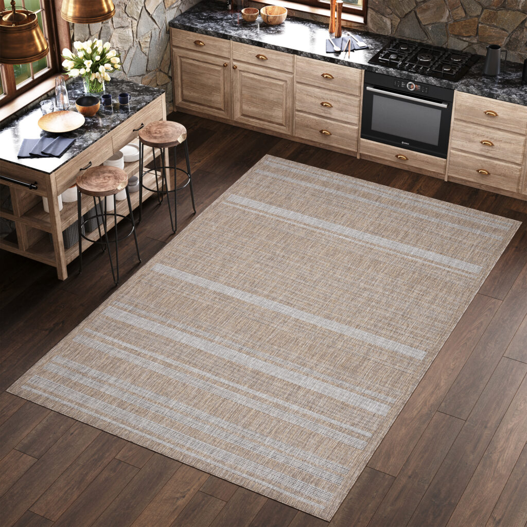 Teppich Melissa Braun Grau Streifen Indoor Outdoor