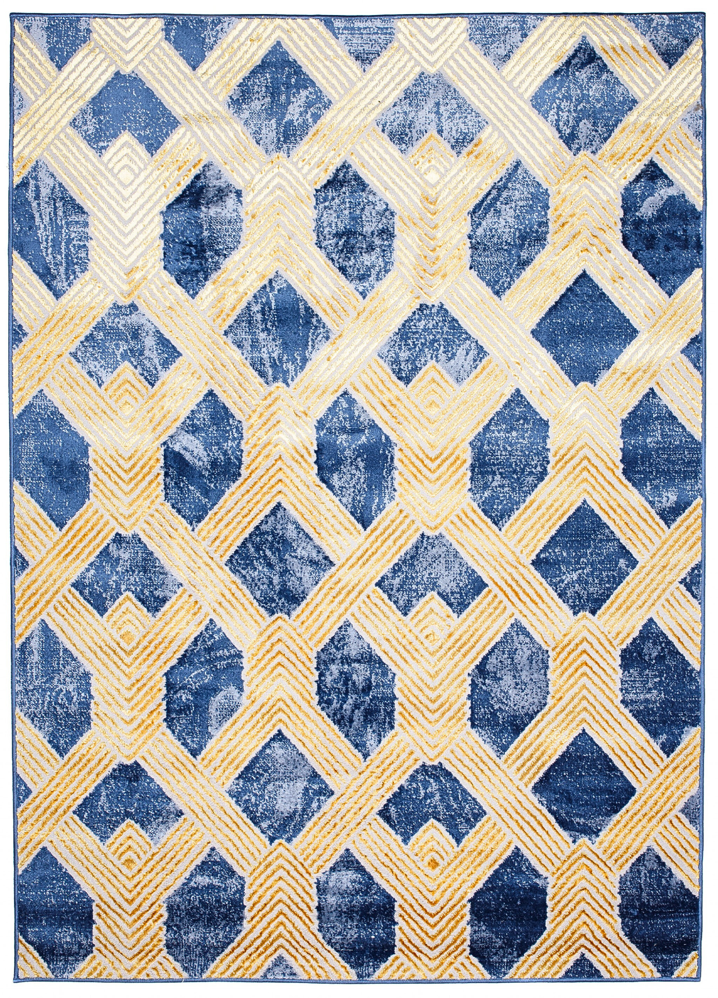 Teppich Shine Dunkelblau Gold Geometrischer Effekt 3D