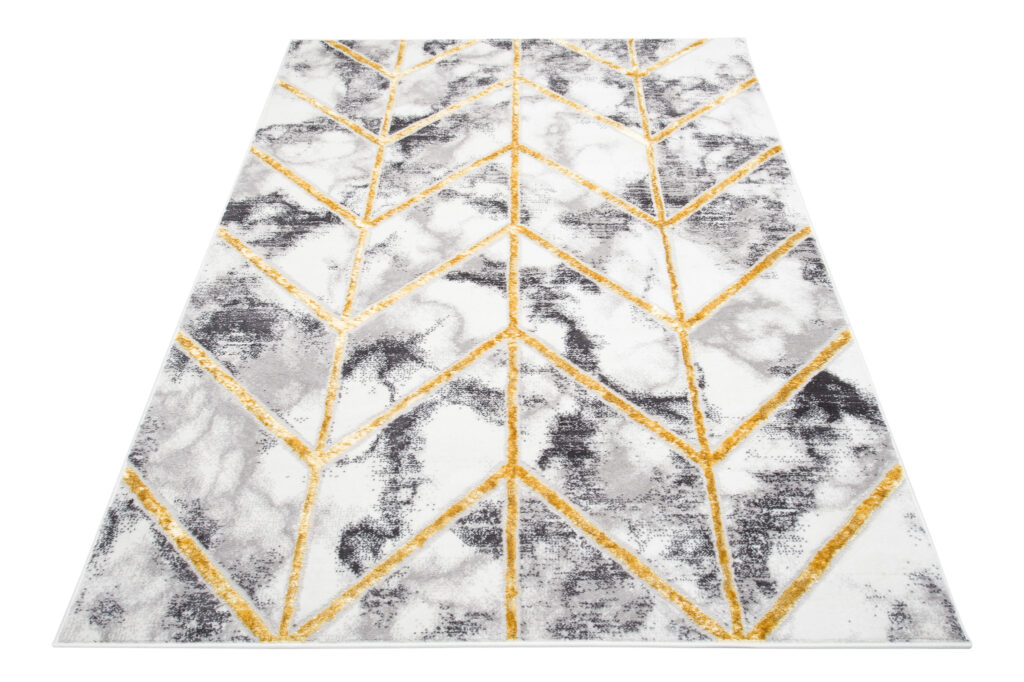 Teppich Shine Geometrisch Dunkelgrau Gold Linien Effekt 3D
