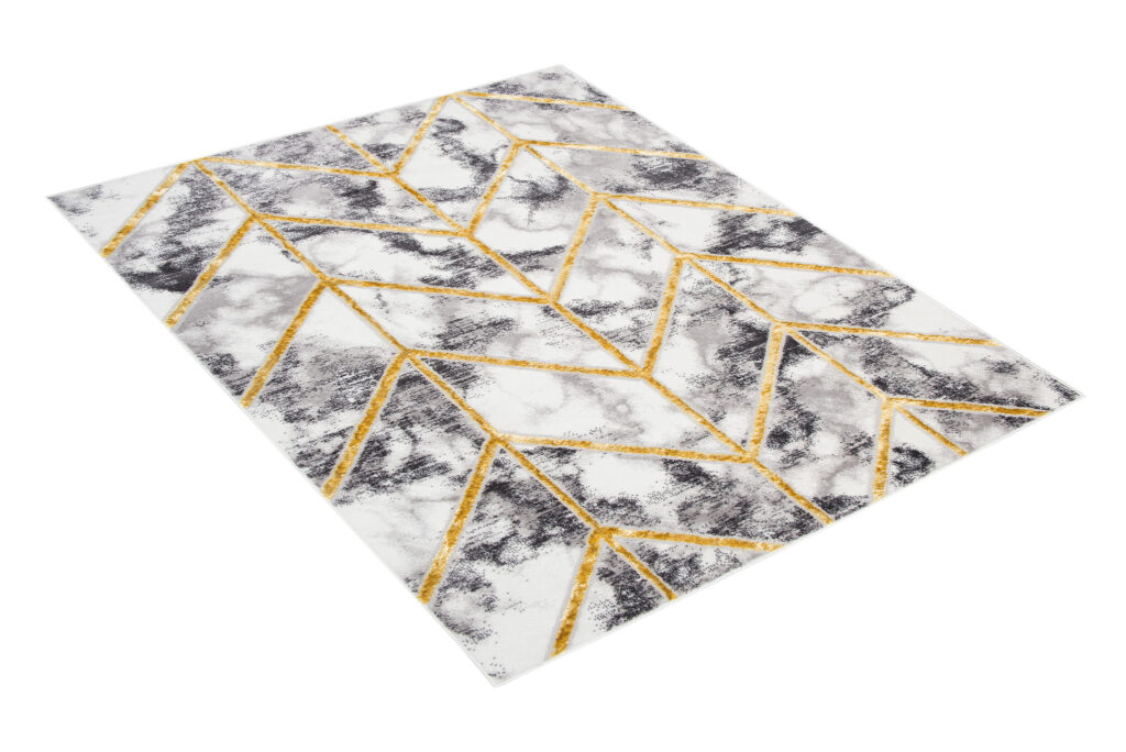 Teppich Shine Geometrisch Dunkelgrau Gold Linien Effekt 3D