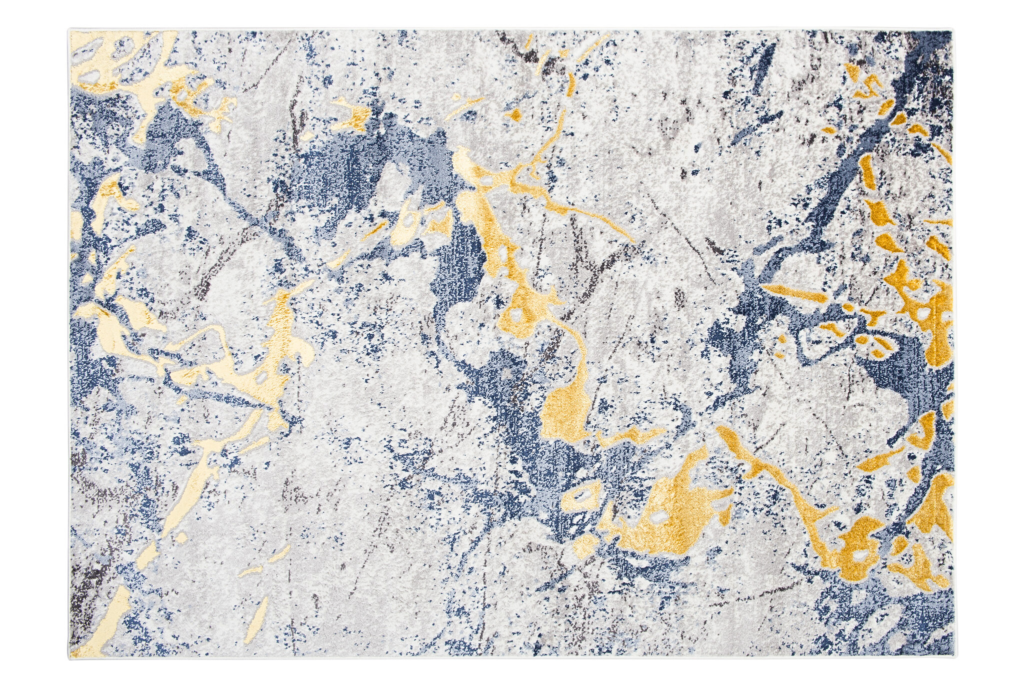 Teppich Shine Blau Grau Gold Abstrakt Effekt 3D