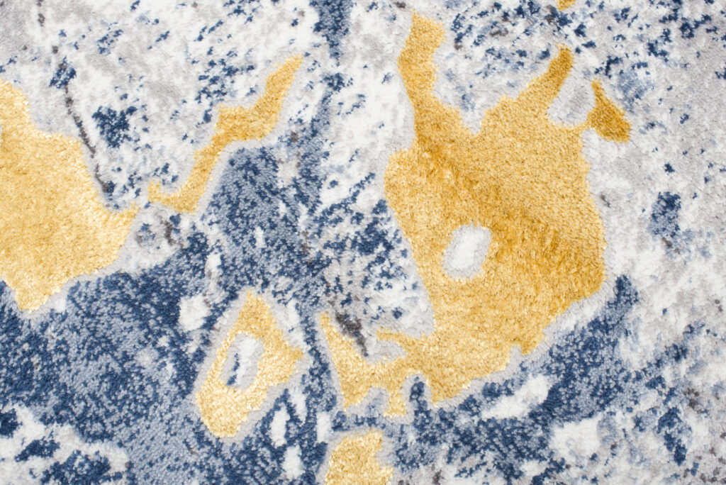 Teppich Shine Blau Grau Gold Abstrakt Effekt 3D