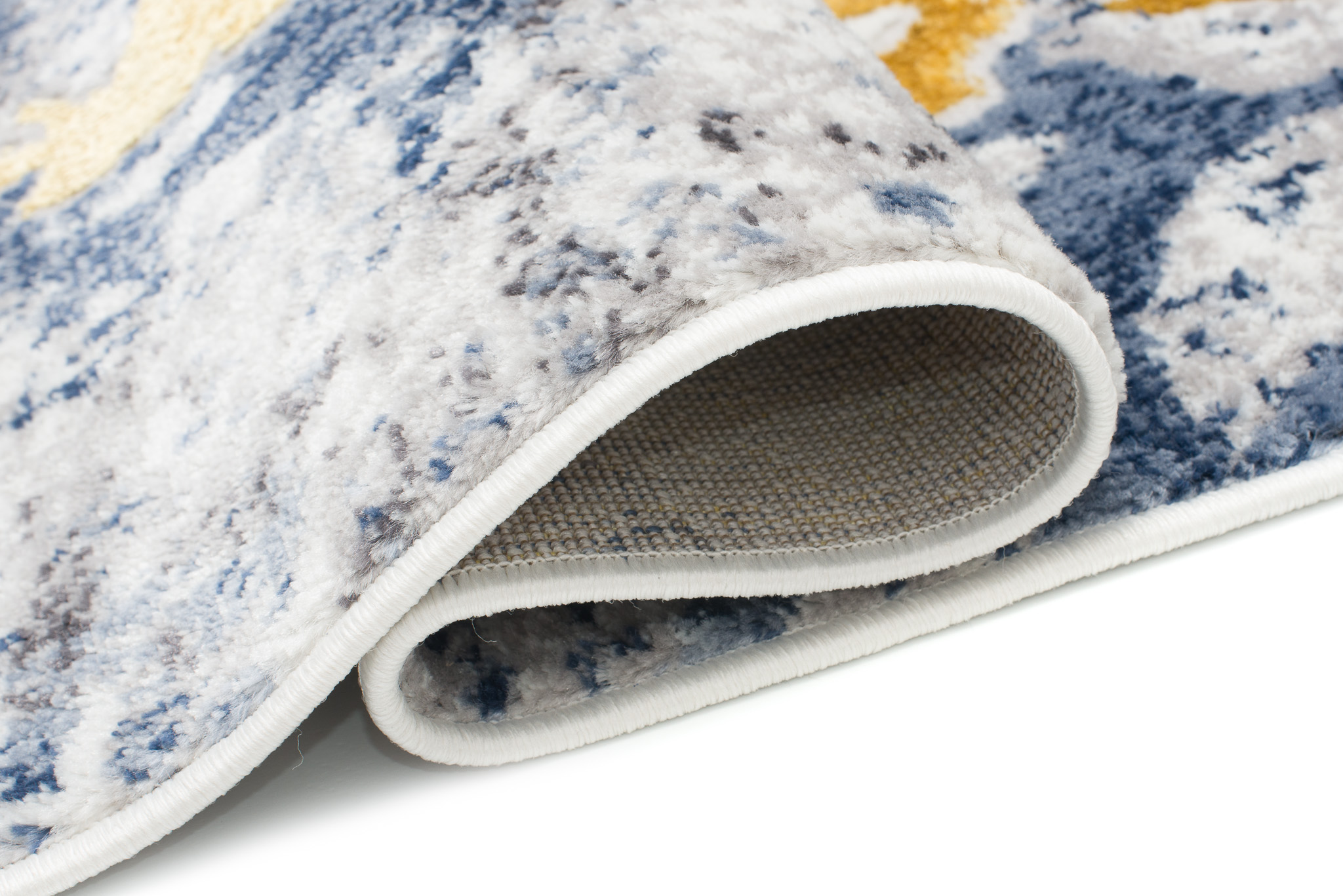 Teppich Shine Blau Grau Gold Abstrakt Effekt 3D