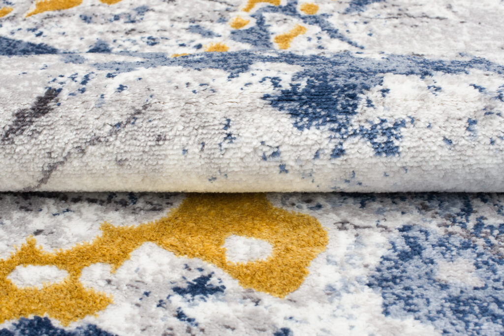 Teppich Shine Blau Grau Gold Abstrakt Effekt 3D