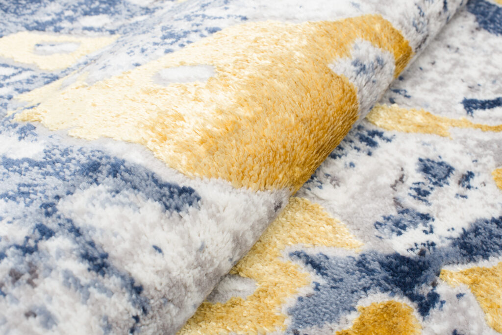 Teppich Shine Blau Grau Gold Abstrakt Effekt 3D