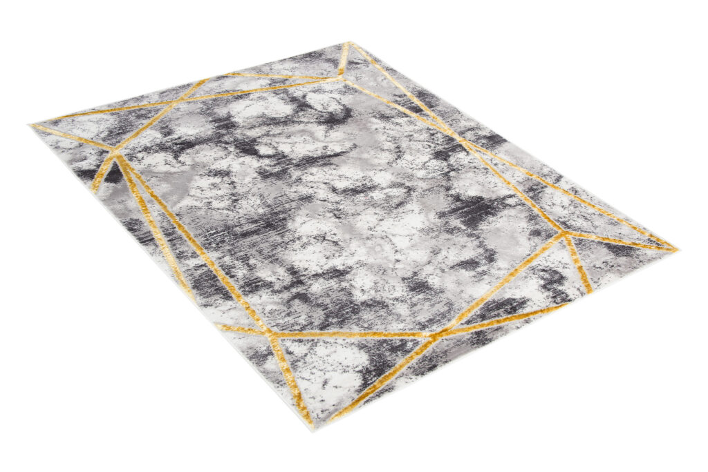 Teppich Shine Grau Gold Modern Linien Effekt 3D