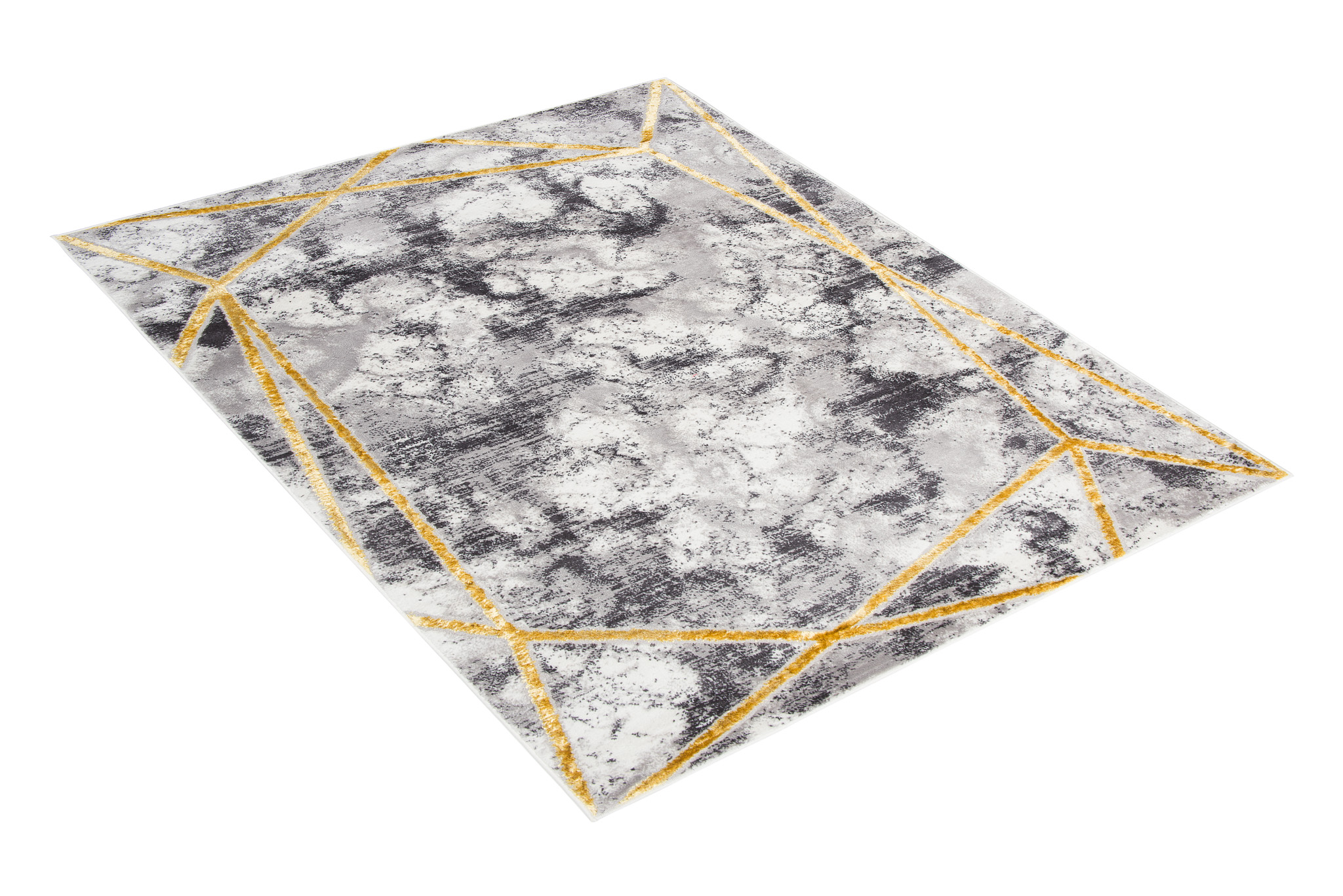 Teppich Shine Grau Gold Modern Linien Effekt 3D