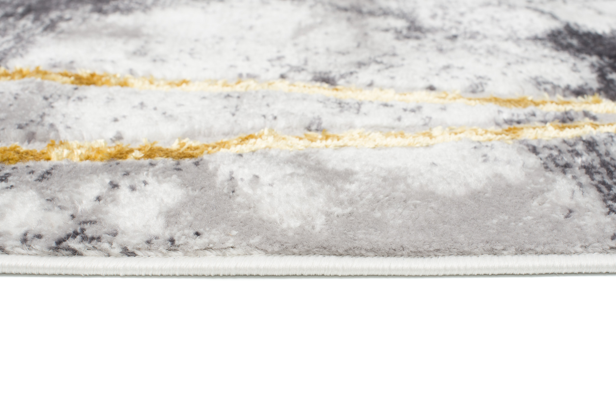 Teppich Shine Grau Gold Modern Linien Effekt 3D