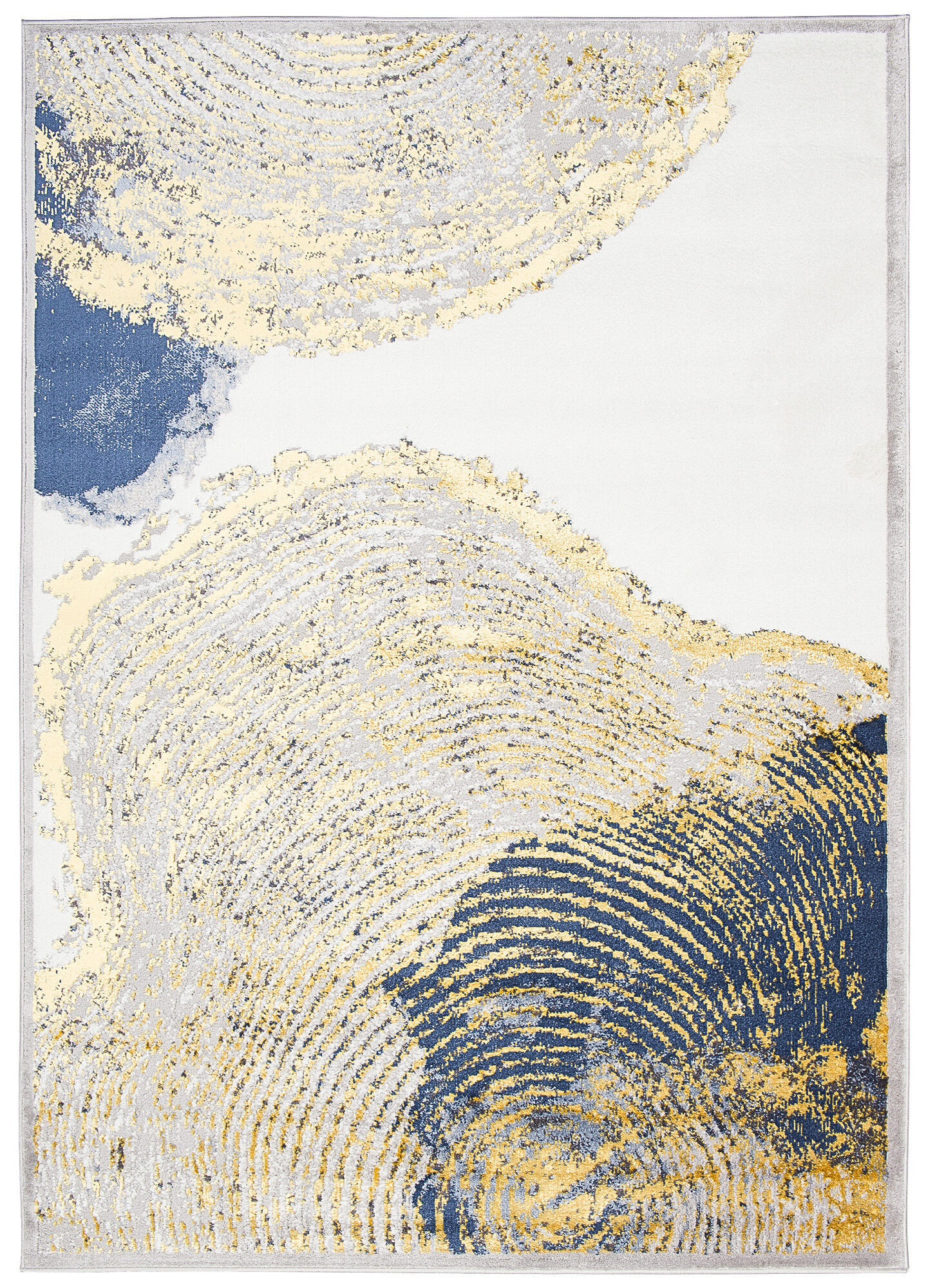 Teppich Shine Creme Gold Blau Abstrakt Effekt 3D