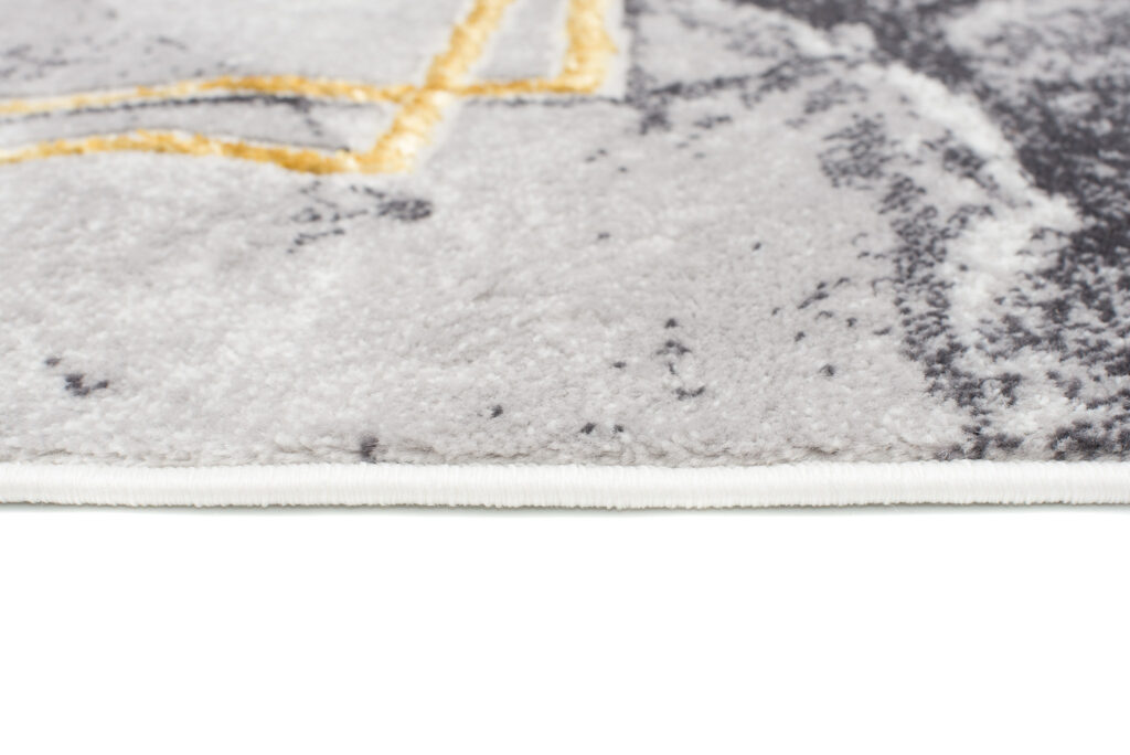 Teppich Shine Grau Gold Modern Rahme Effekt 3D