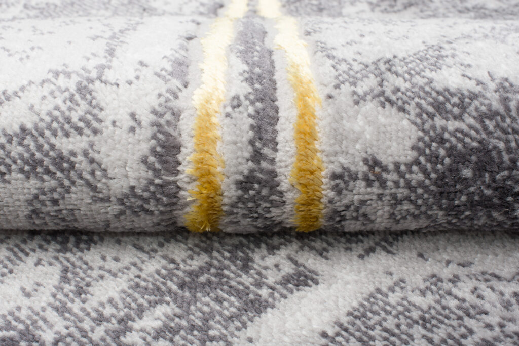 Teppich Shine Grau Gold Modern Rahme Effekt 3D