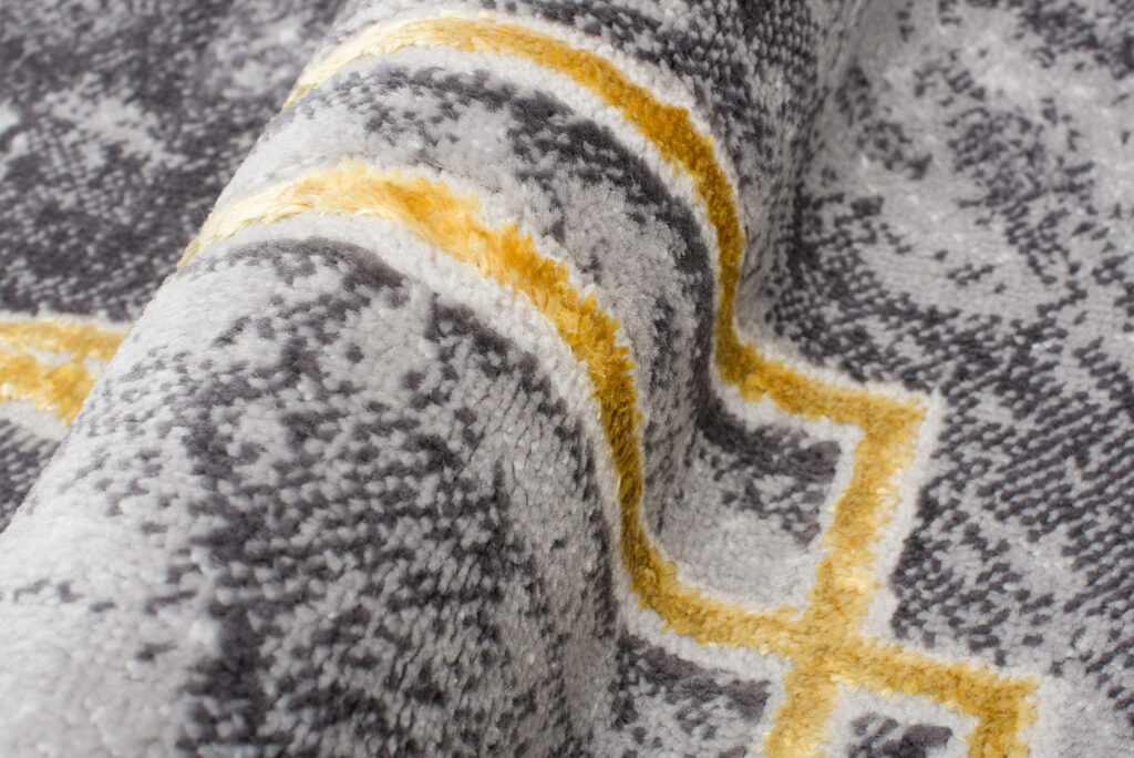 Teppich Shine Grau Gold Modern Rahme Effekt 3D