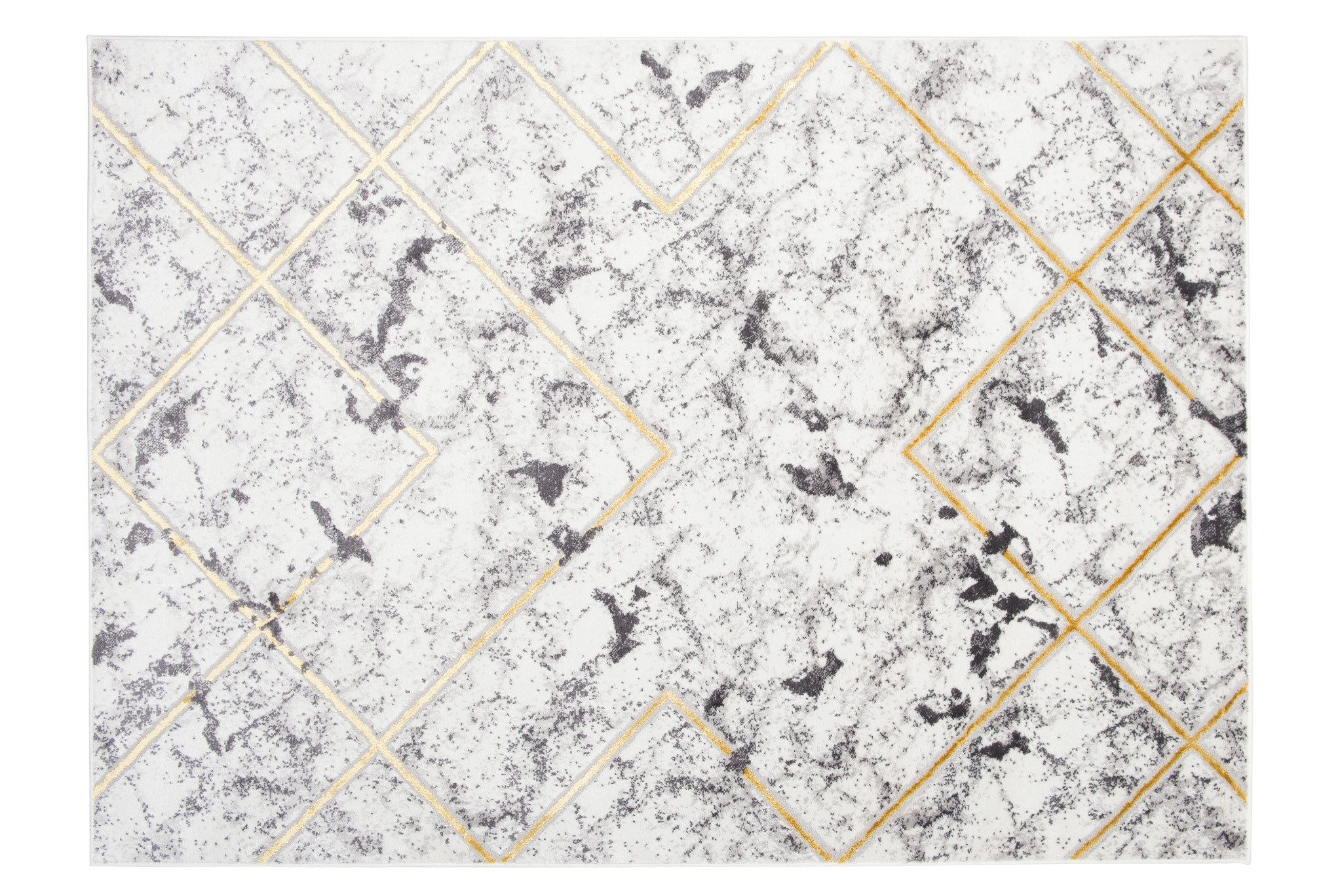 Teppich Shine Grau Gold Geometrisch Linien Effekt 3D