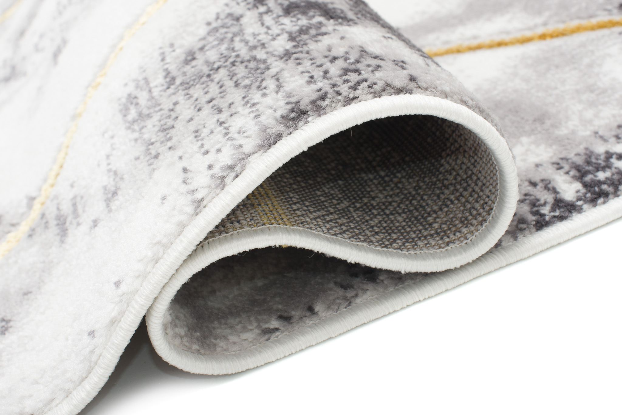 Teppich Shine Grau Gold Sechseck Geometrisch Effekt 3D