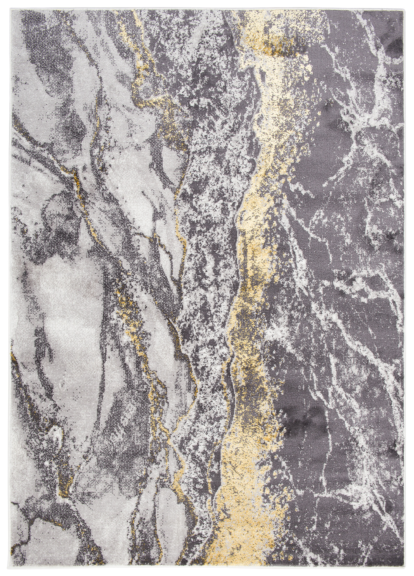 Teppich Shine Grau Gold Modern Marmor Effekt 3D