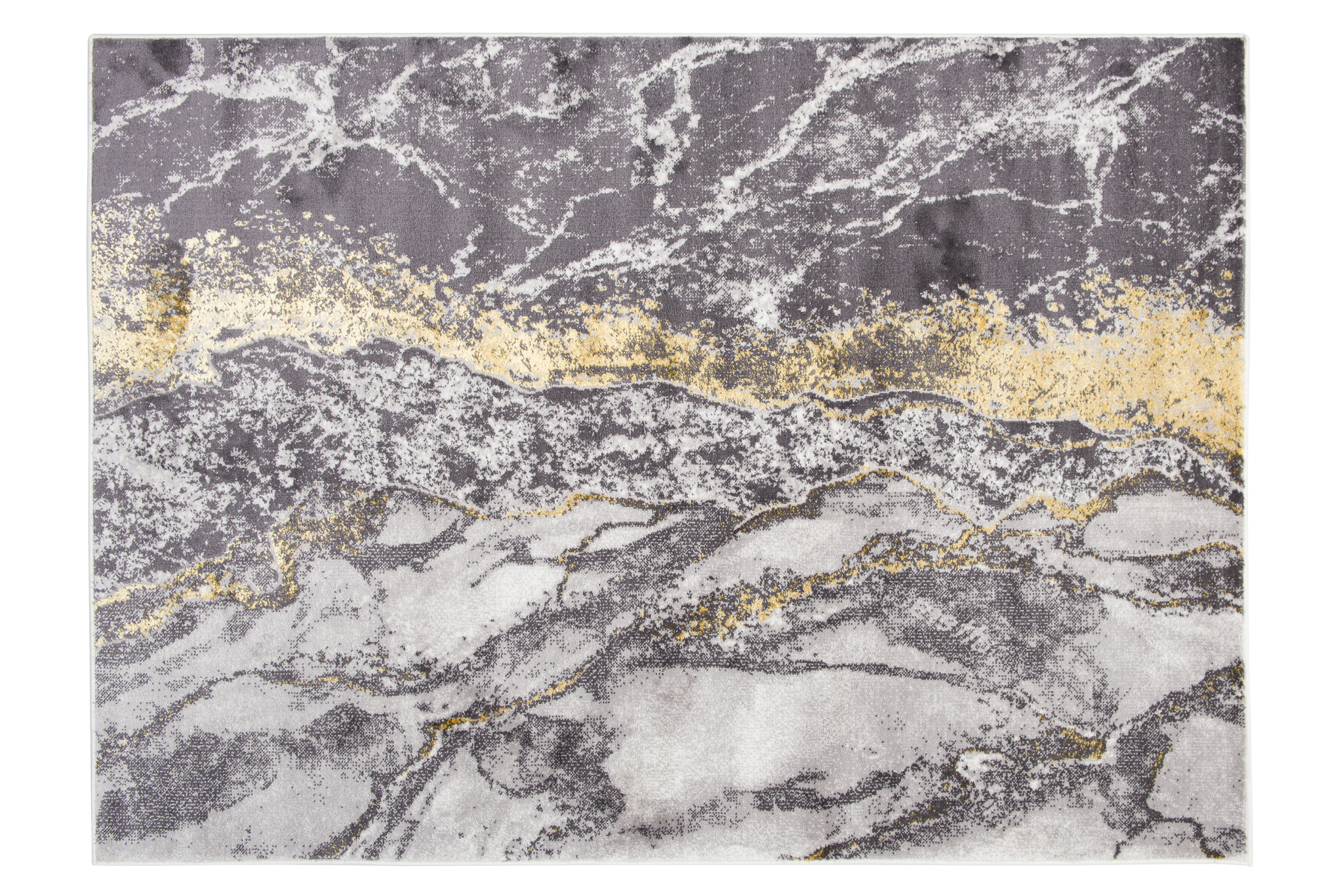 Teppich Shine Grau Gold Modern Marmor Effekt 3D