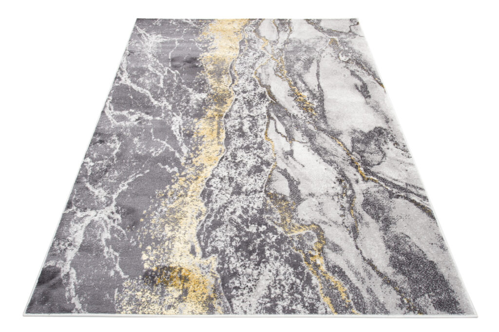 Teppich Shine Grau Gold Modern Marmor Effekt 3D