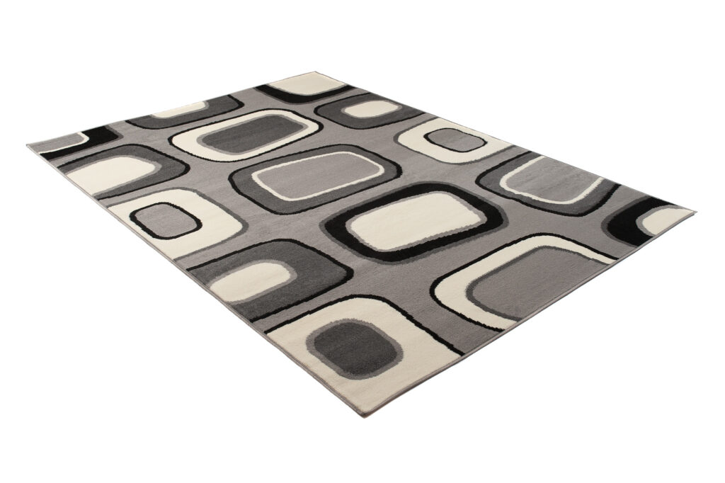 Teppich Dream Kurzflor Hellgrau Weiß Modern Figuren Design