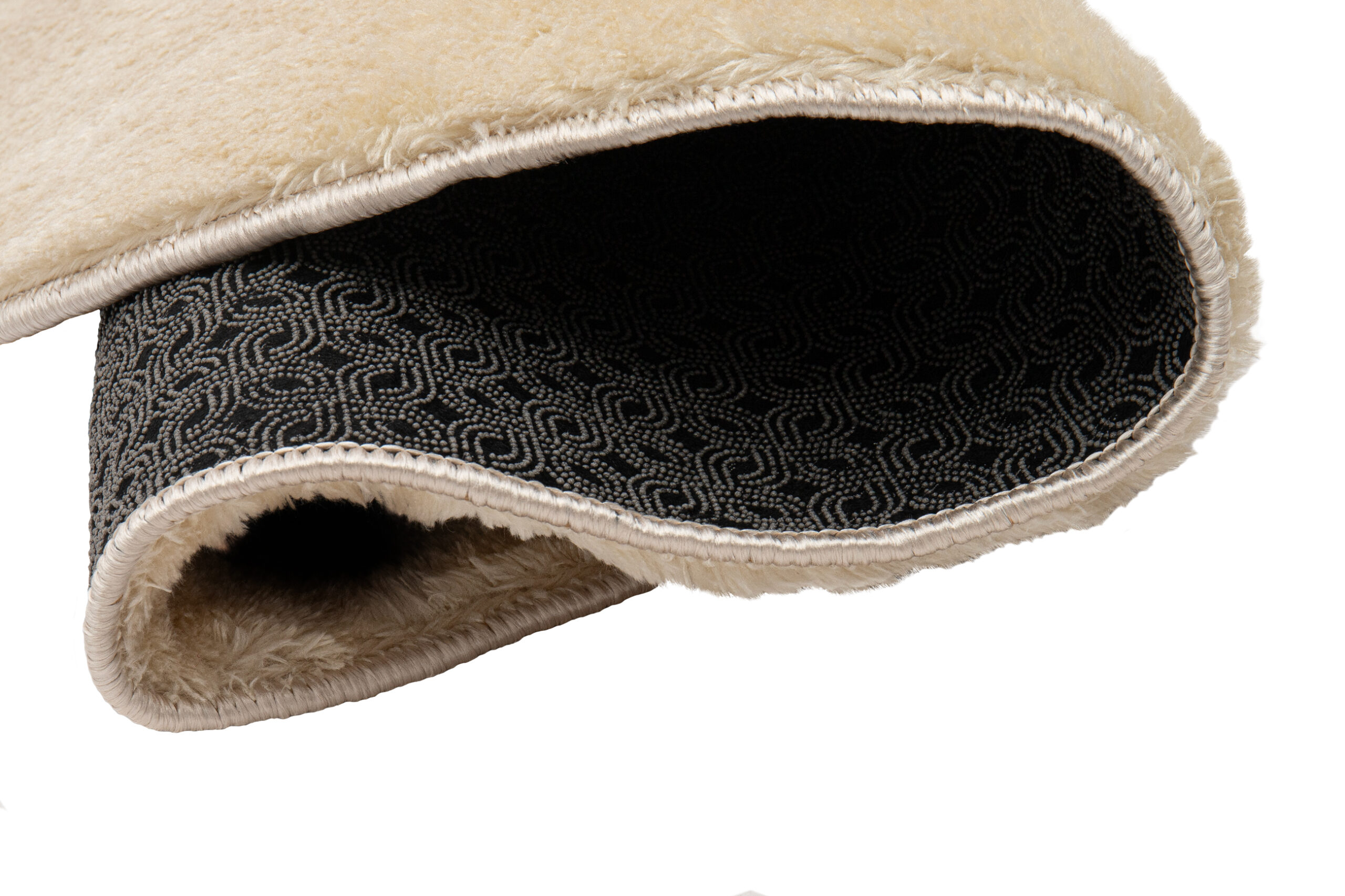 Teppich Cuddle Rund Anti-Rutsch Beige Shaggy