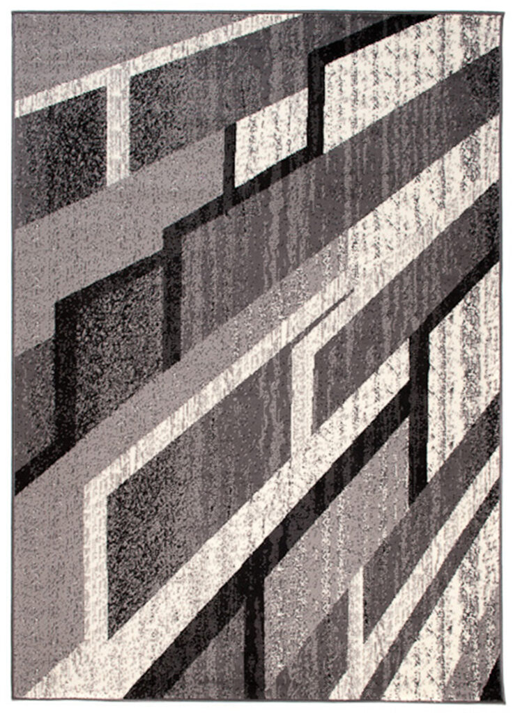 Teppich Dream Kurzflor Grau Creme Schwarz Streifen Modern
