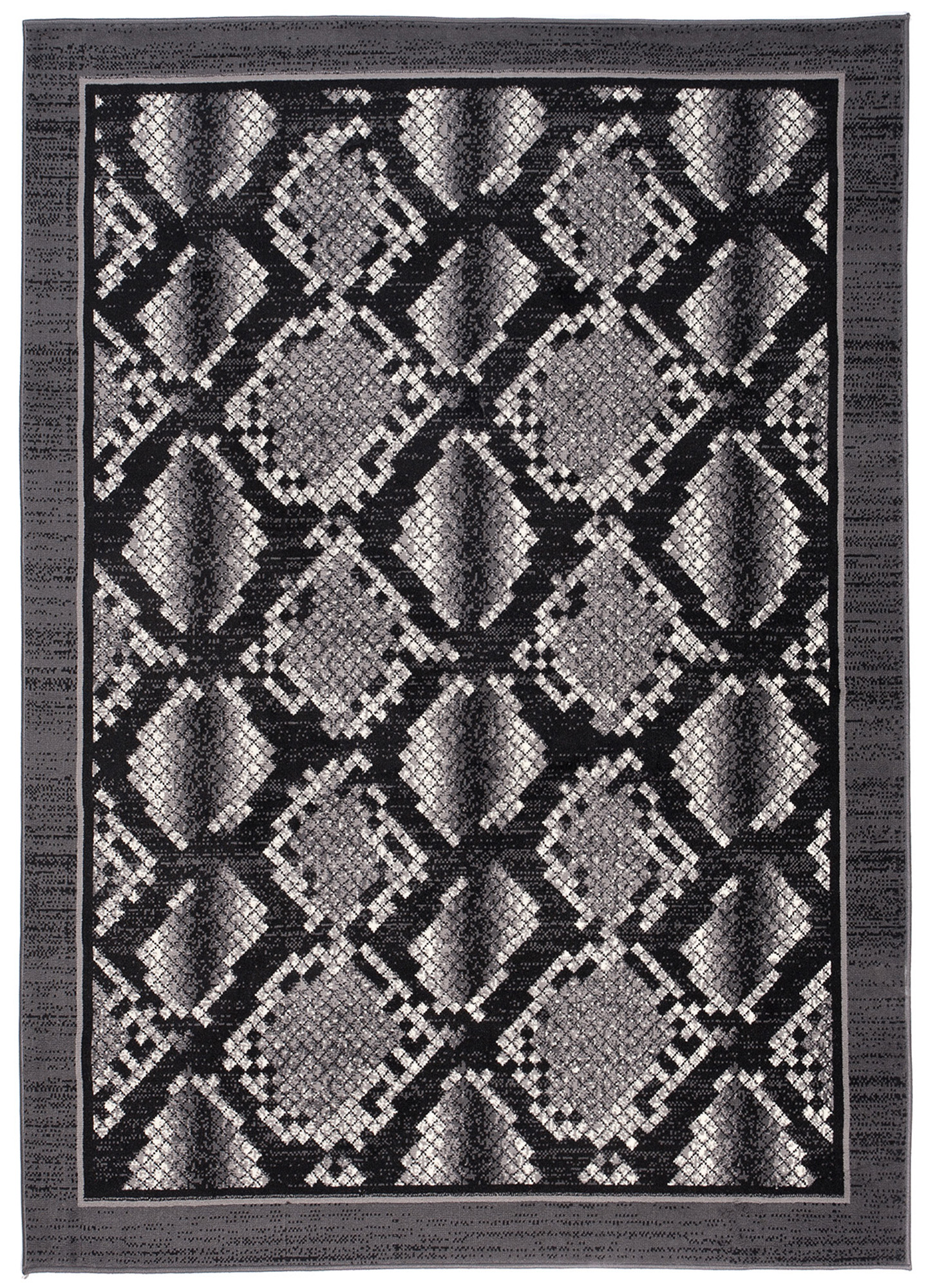 Teppich Dream Modern Kurzflor Grau Schwarz Schlange Tiermotiv