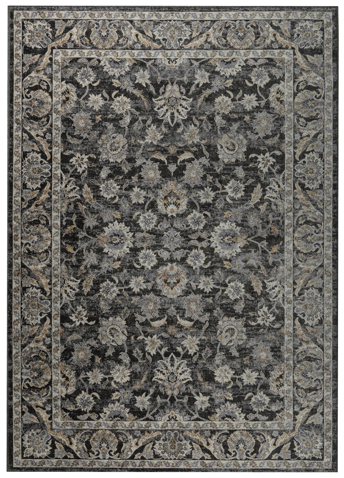 Teppich Ritz Schwarz Grau Floral Ornament
