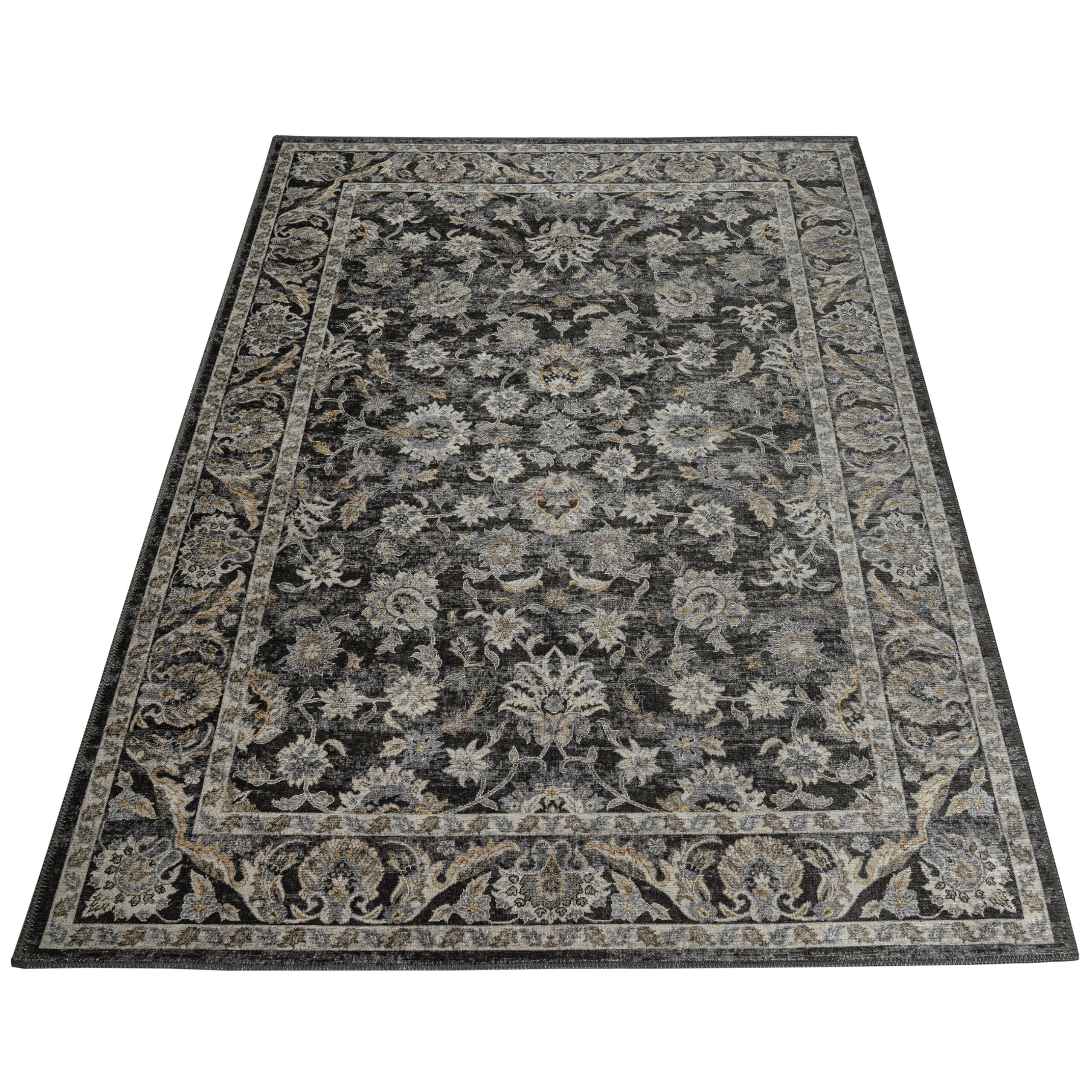 Teppich Ritz Schwarz Grau Floral Ornament