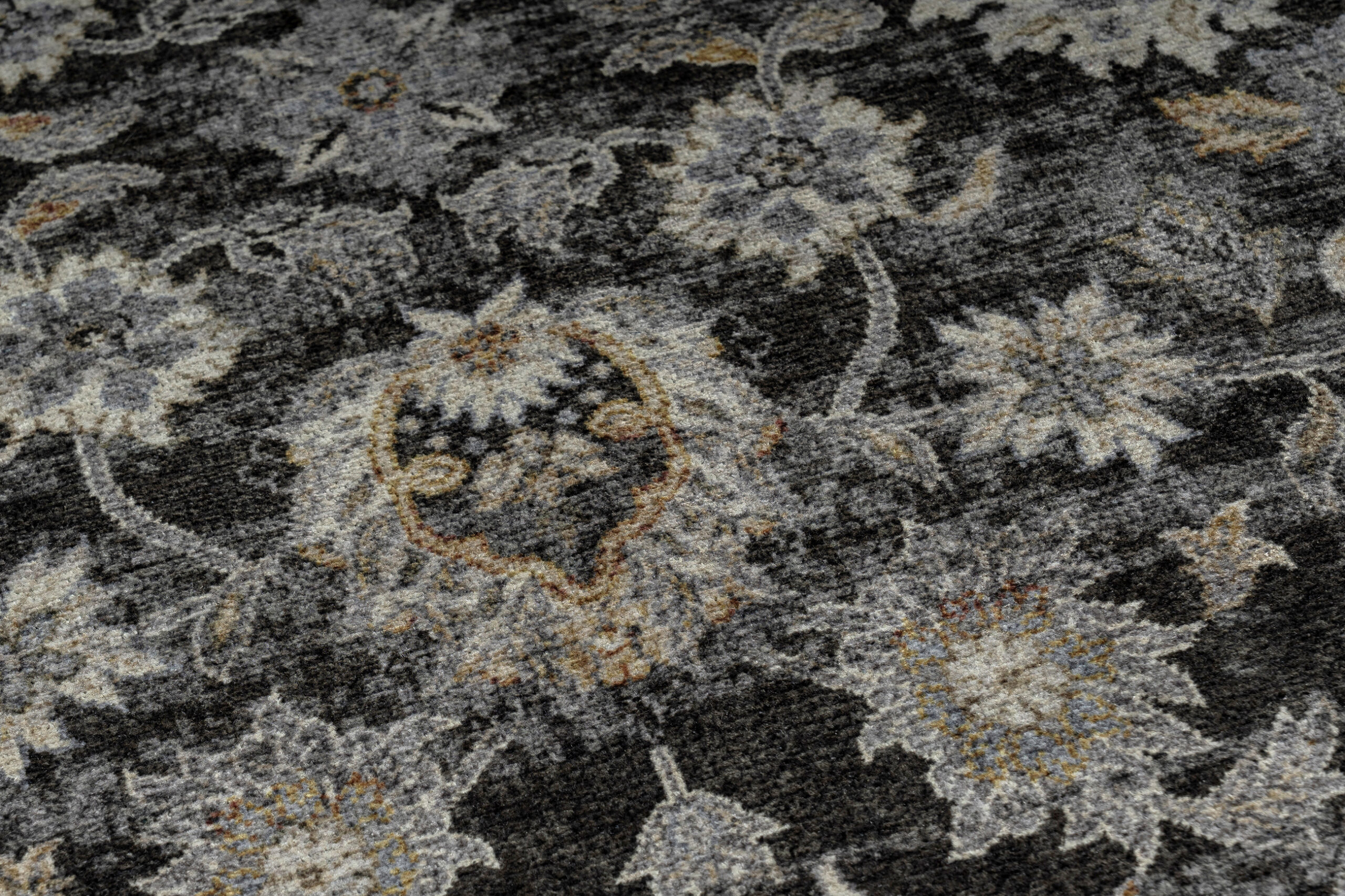 Teppich Ritz Schwarz Grau Floral Ornament