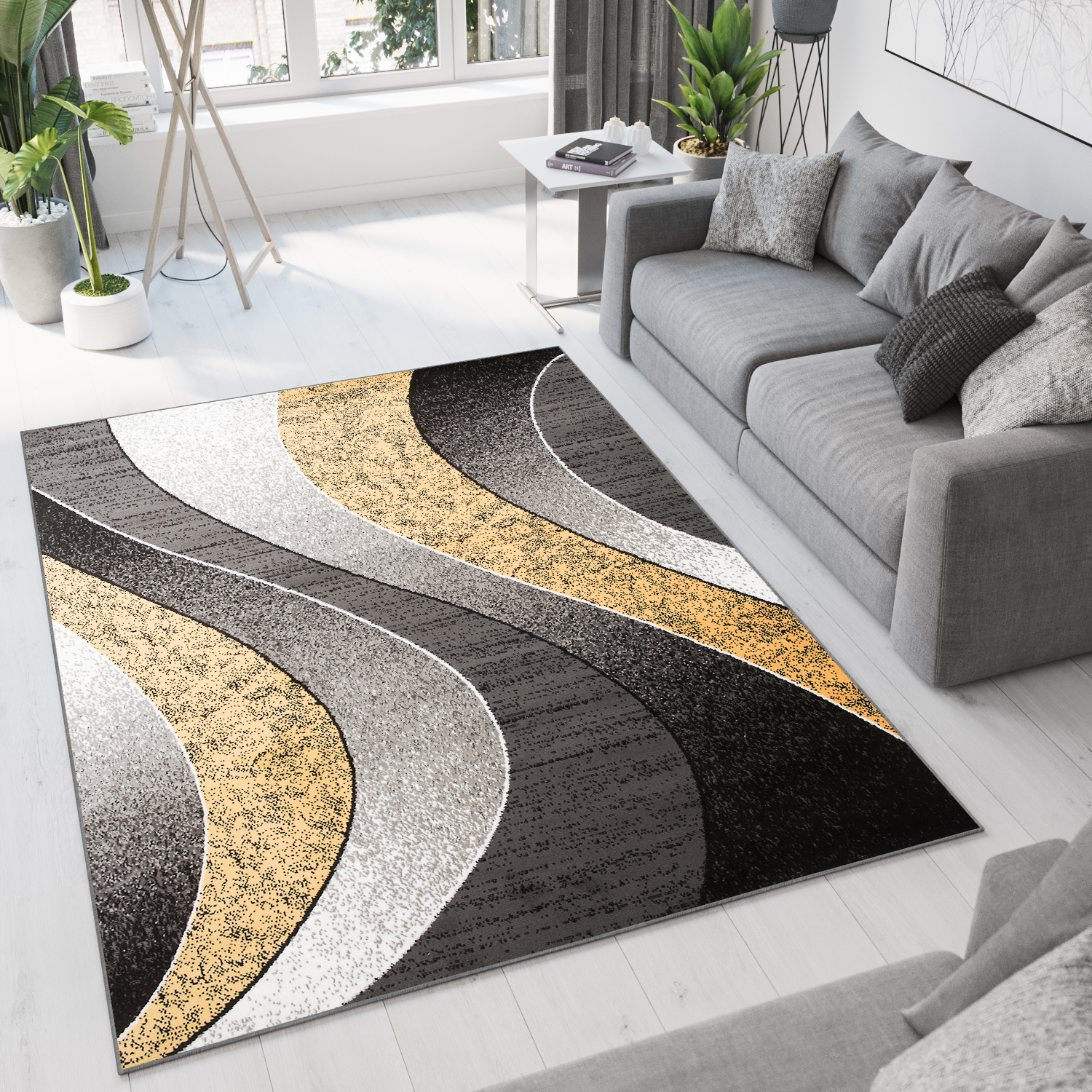 Teppich Dream Modern Grau Gelb Wellen