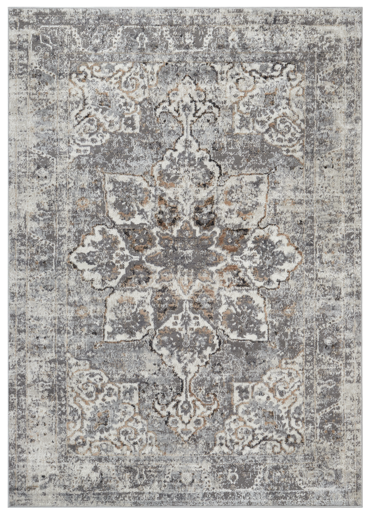 Teppich Valley Dunkelgrau Blumen Rosette