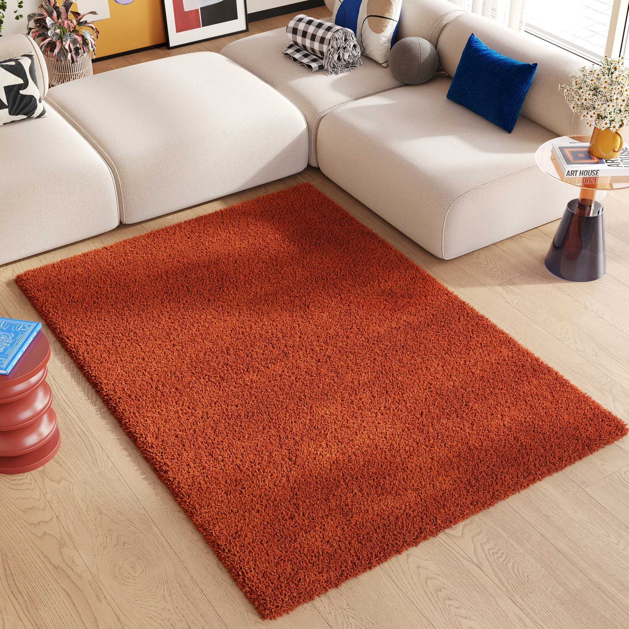 Teppich Essence Shaggy Einfarbig Terrakotta