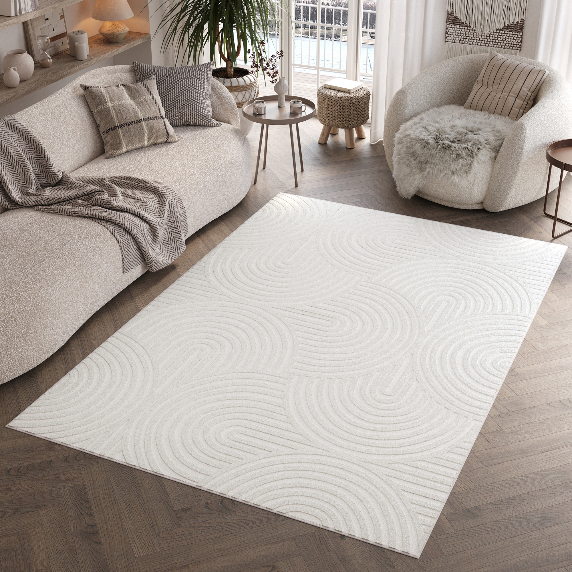 Teppich Hygge Gebrochenes Weiß Ovale