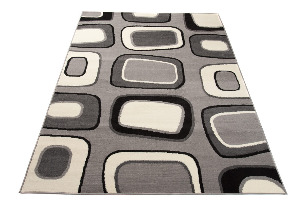 Teppich Dream Kurzflor Hellgrau Weiß Modern Figuren Design