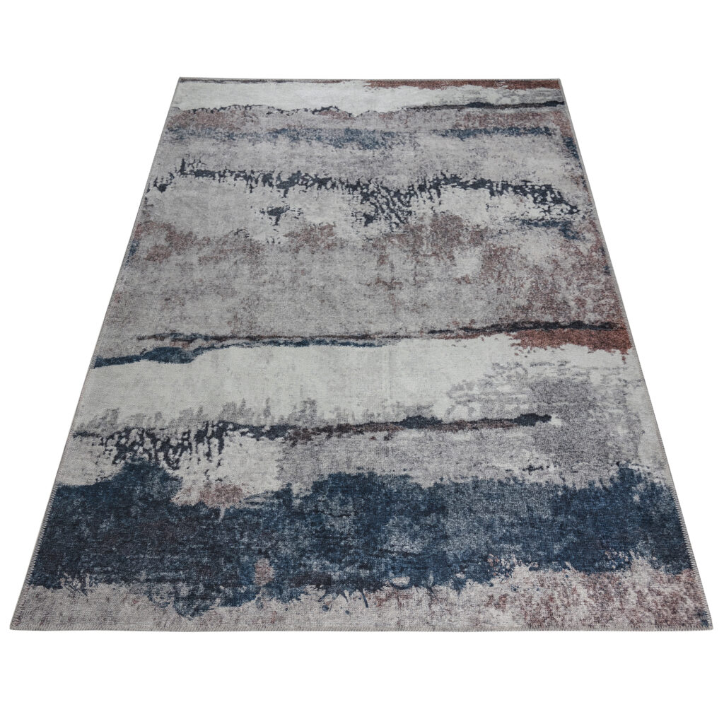 Teppich Ritz Marineblau Grau Abstrakt