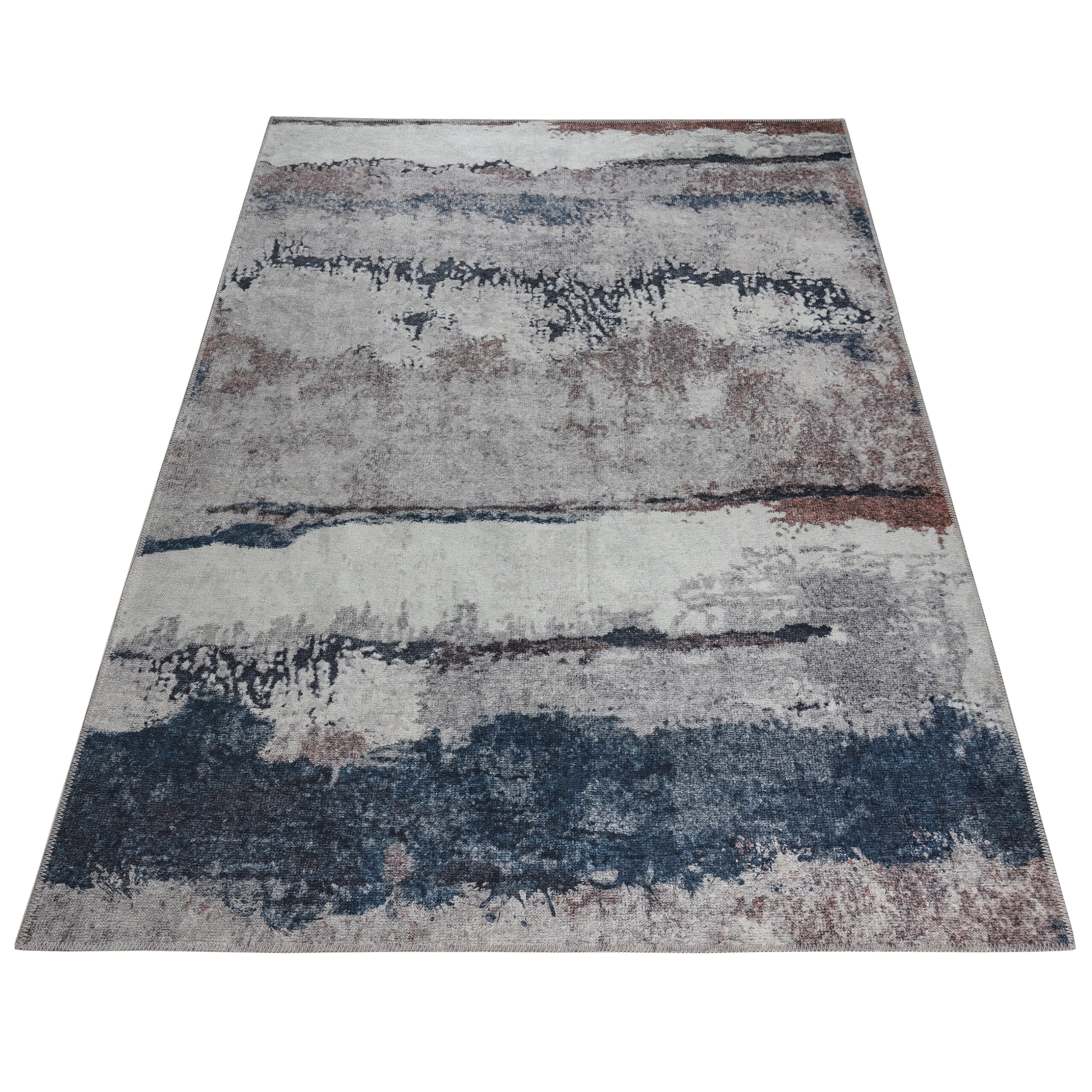 Teppich Ritz Marineblau Grau Abstrakt
