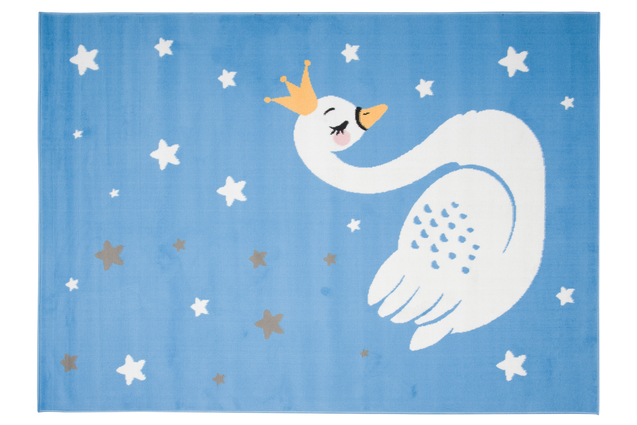 Teppich Jolly Kinderteppich Kurzflor Spielmatte Blau Sterne Schwan