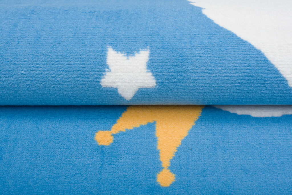 Teppich Jolly Kinderteppich Kurzflor Spielmatte Blau Sterne Schwan