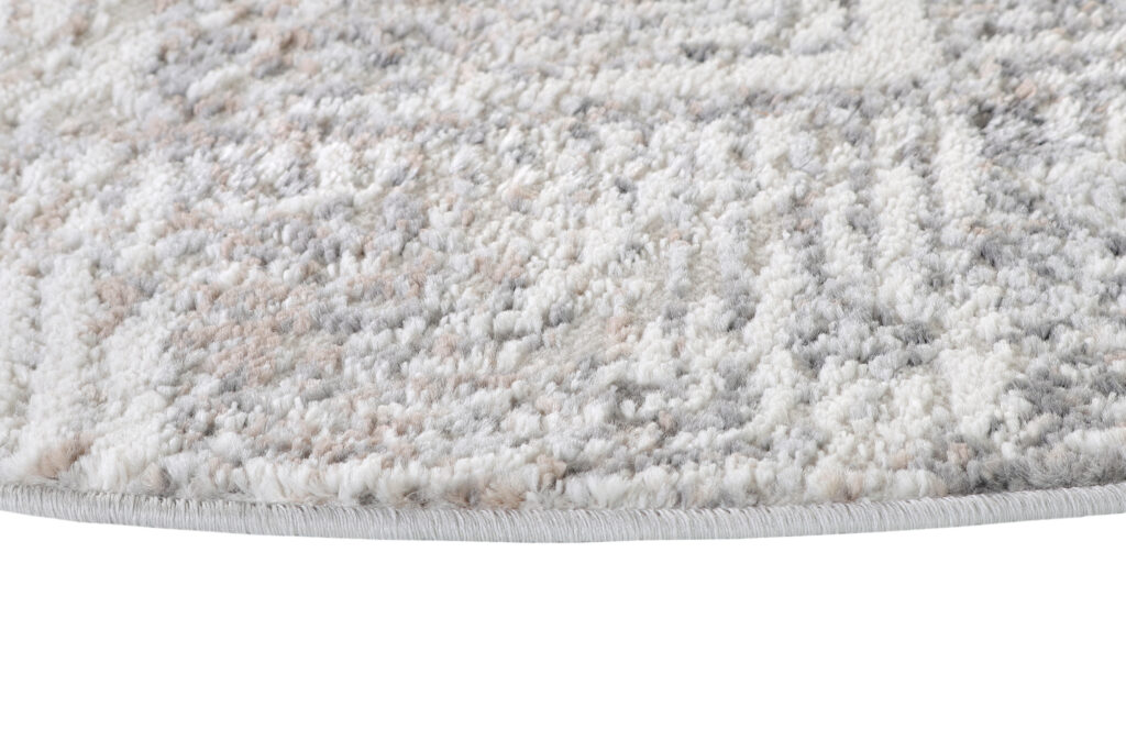 Teppich Valley Rund Grau Beige Geometrisch Quadratisch