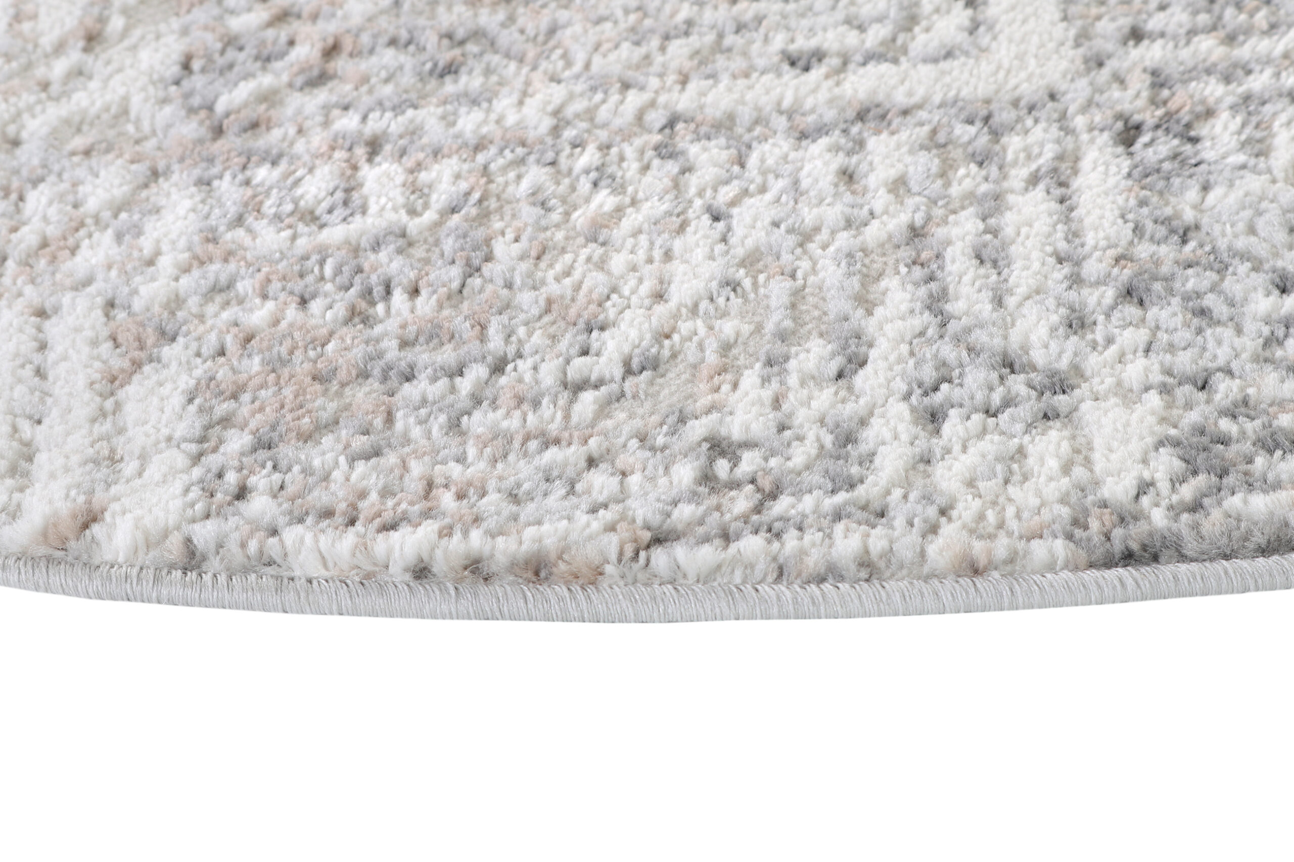 Teppich Valley Rund Grau Beige Geometrisch Quadratisch