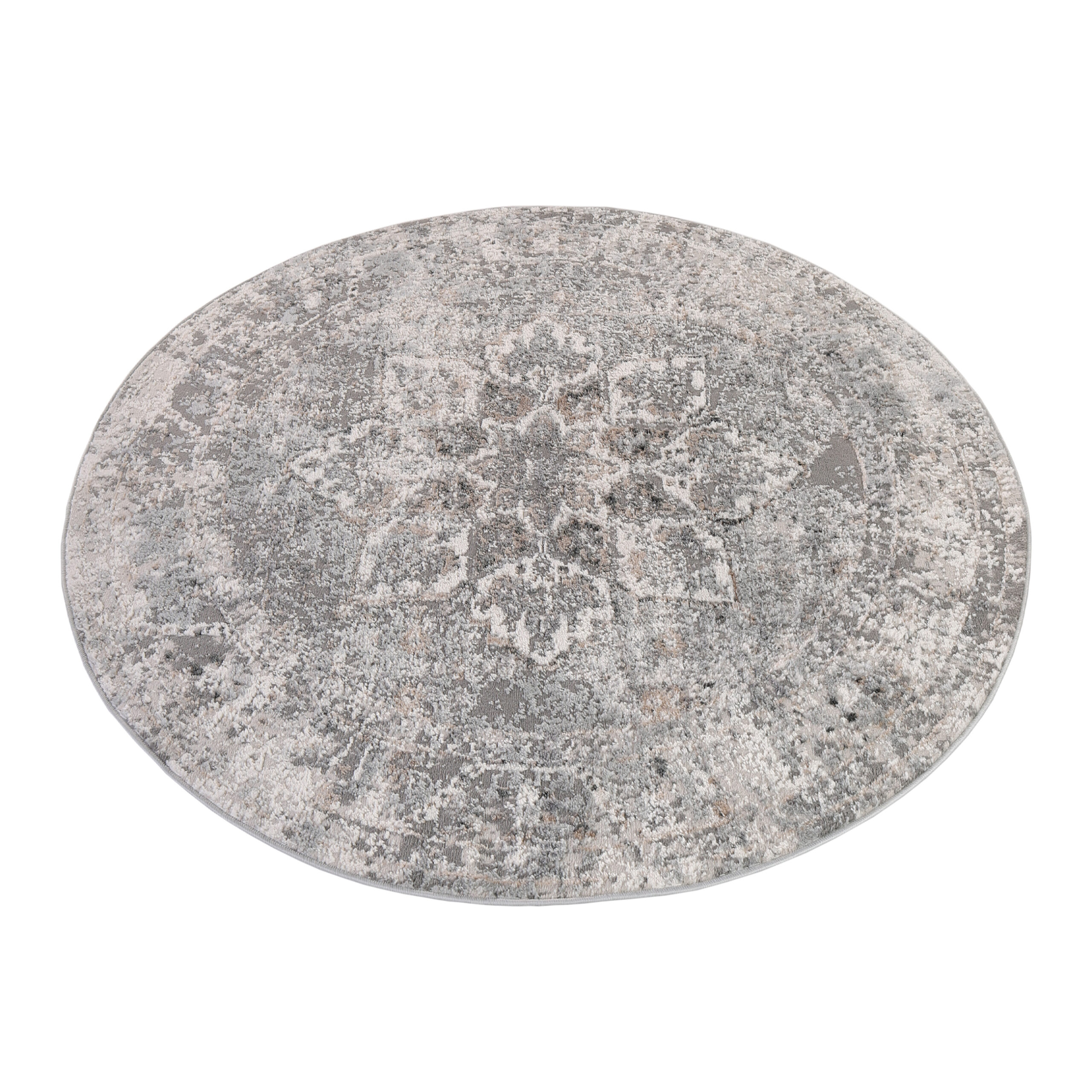 Teppich Valley Rund Dunkelgrau Floral Rosette
