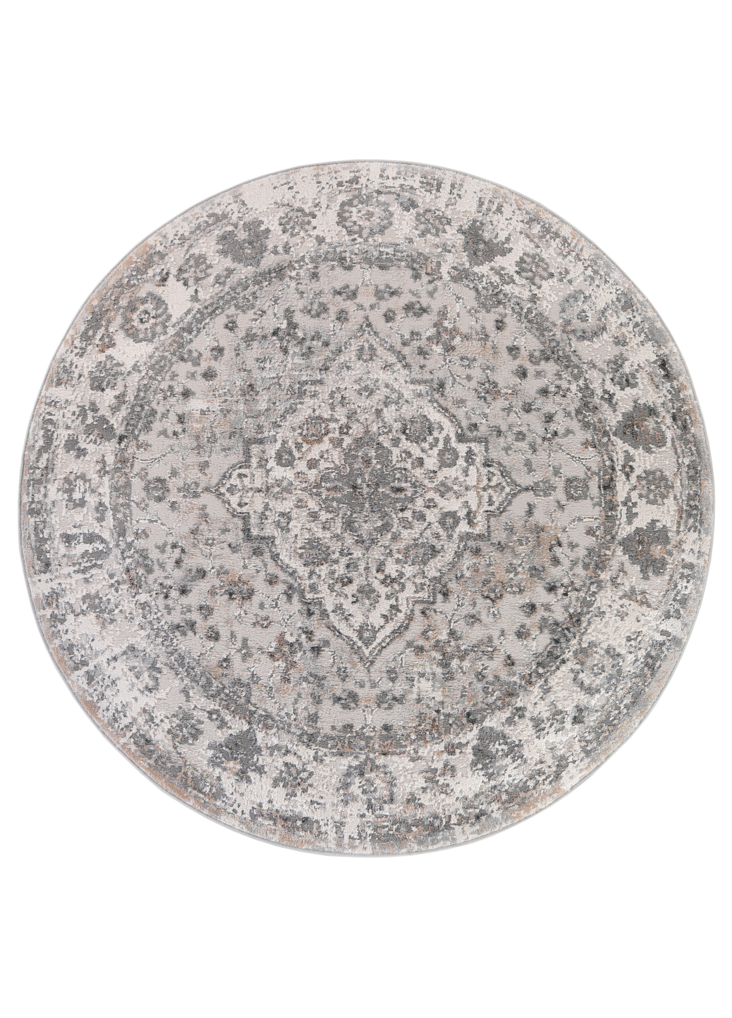 Teppich Valley Round Dunkel Grau Vintage Rahmen