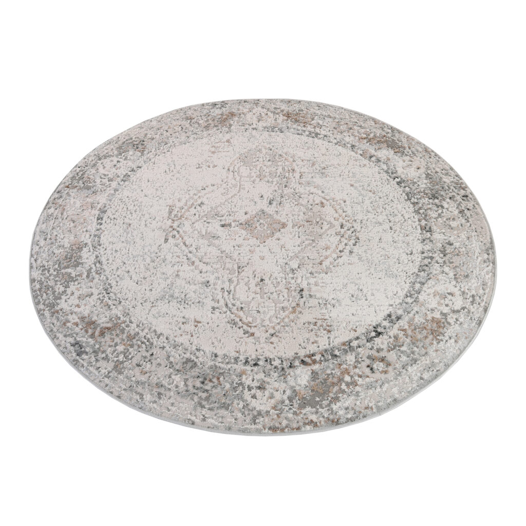 Teppich Valley Rund Grau Ornamente Vintage
