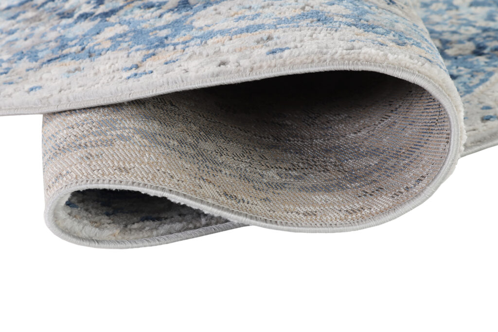 Teppich Valley Rund Grau Blau Ornamente Vintage
