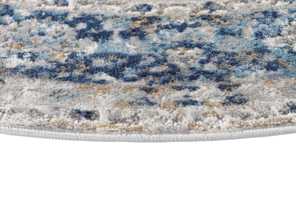 Teppich Valley Rund Grau Blau Ornamente Vintage