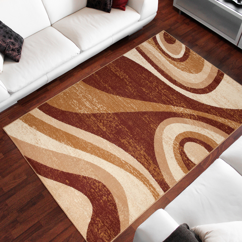 Teppich Dream Modern Kurzflor Braun Beige Wellen Design
