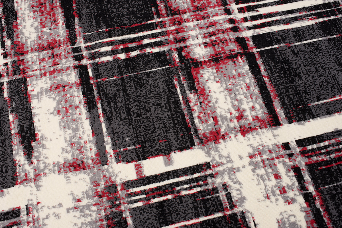 Teppich Dream Kurzflor Modern Grau Rot Creme Karo Design