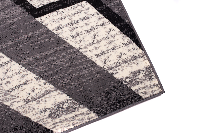 Teppich Dream Kurzflor Grau Creme Schwarz Streifen Modern