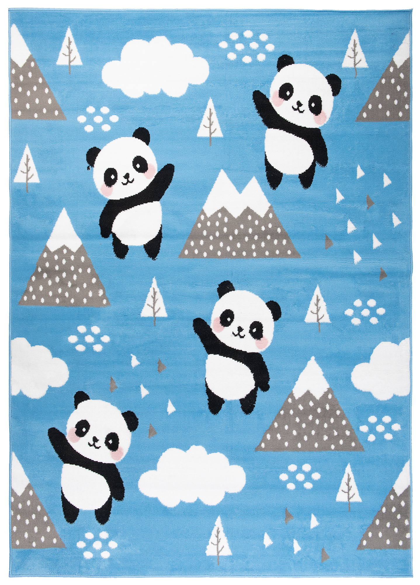 Teppich Jolly Kurzflor Kinderteppich Spielmatte Blau Grau Panda